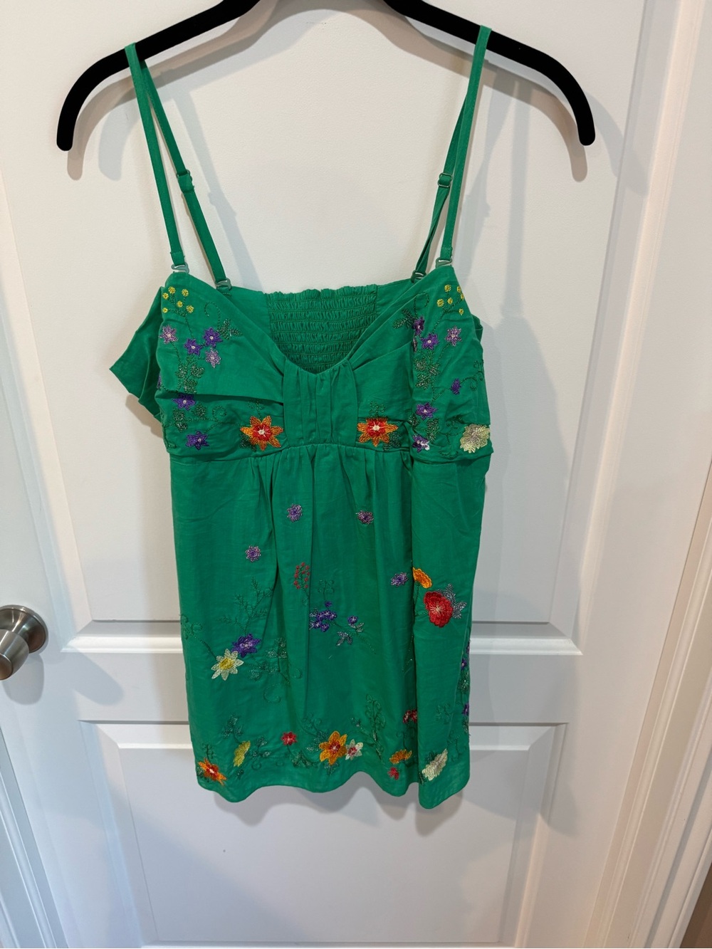 Buffalo David Bitton Green Spaghetti-Strap Embroidered Camisole